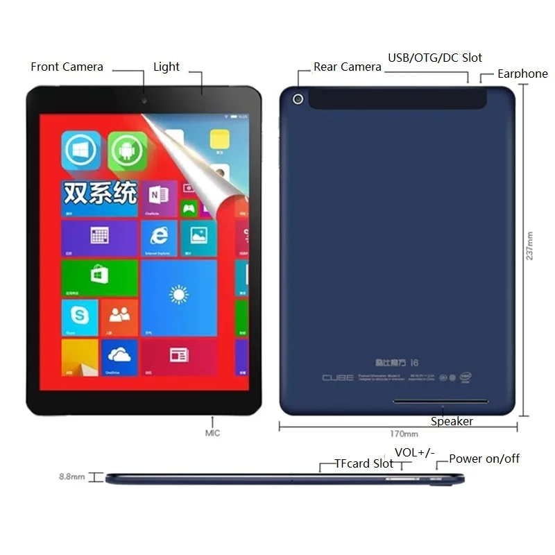 По выгодной цене! 9,7 дюймов 2+ 32G Двойная система Windows 8,1+ Android 4,4 2048x1536 ips экран 32-битная операционная система четырехъядерный