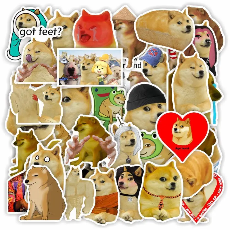

50Pcs Buff Doge Dog expression pack funny For Snowboard Laptop Luggage Car Fridge Decal Home Decor Stickers