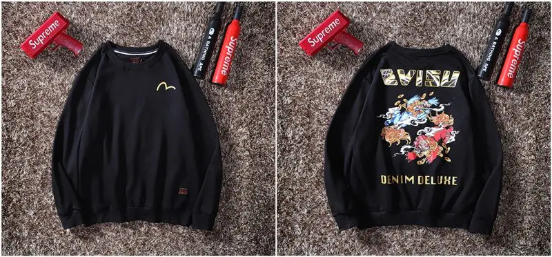 Evisu осенне-зимний мужской свитер с круглым вырезом, теплый дышащий Модный хлопковый свитер с принтом и длинными рукавами для мужчин и женщин, одежда для влюбленных