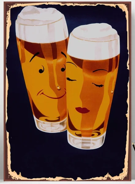 

Фототабличка для кафе, металлическая табличка, табличка в баре, тарелка с пивом, декор комнаты, художественные принты, необычный металличес...