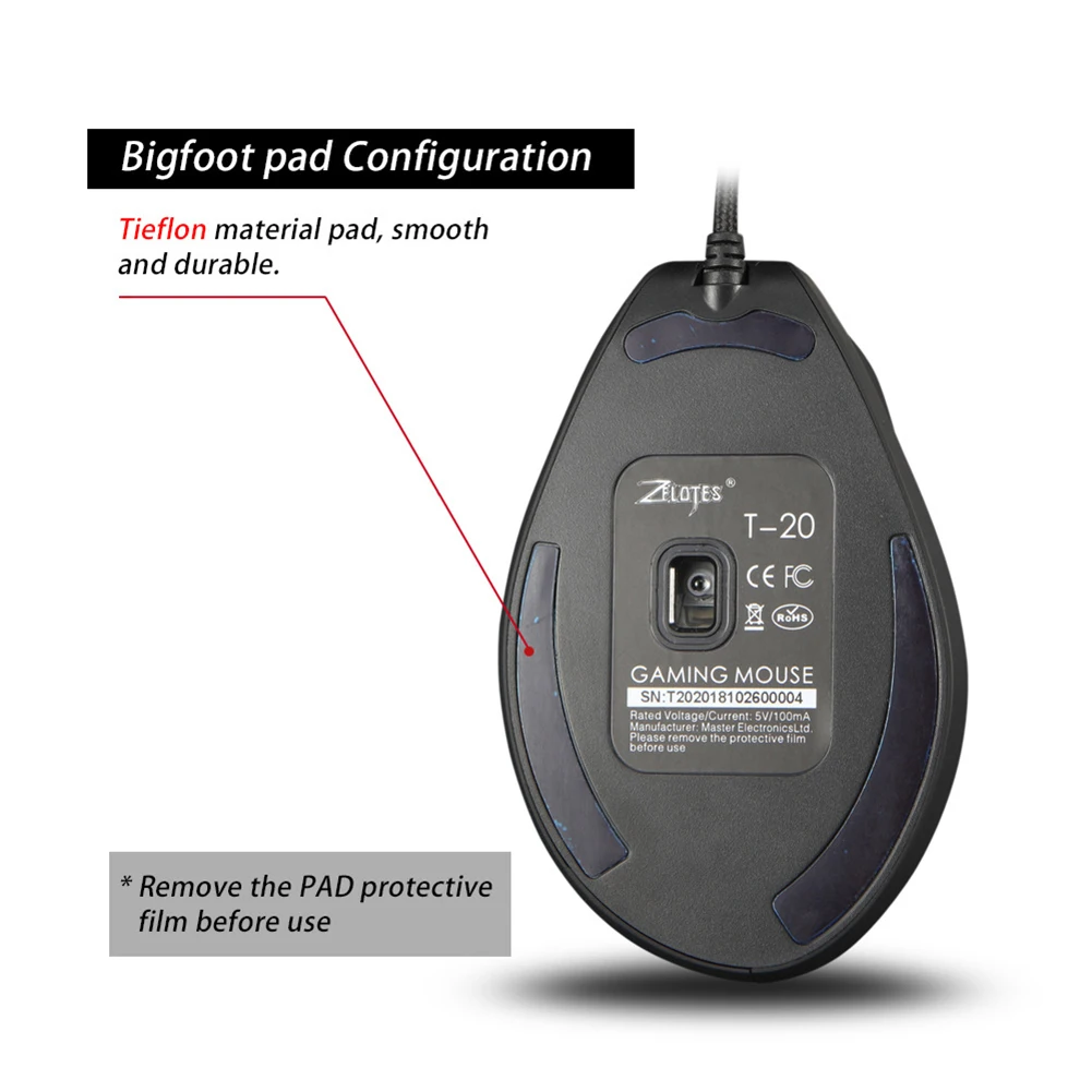 

3200 DPI T20 Wireless Vertical Ergonomic Gaming Mouse for PC Programmable Upright Optical Mouse Wired Game 6 Buttons LED Mouse