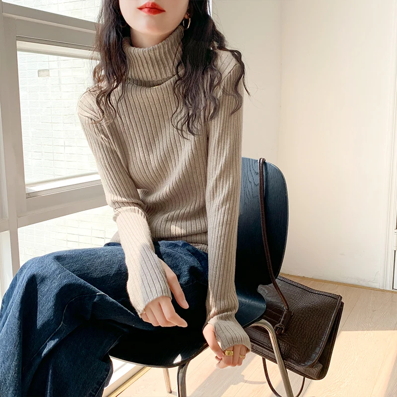 AOSSVIAO 2021 осень зима женский свитер пуловер базовые ребристые свитера хлопковые