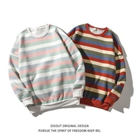 men sweatshirts autumn winter new couple stripe sweater loose youth round neck pullover 2021 limited long sleeve college