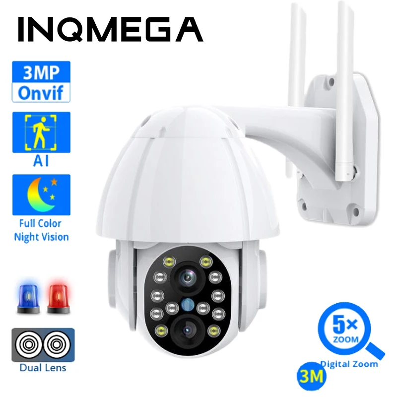 INQMEGA 3MP FHD PTZ 4X Zoom Speed Dome CMOS Wifi камера наружная 3 6 мм + 12 двойная линза умная IP 40 м
