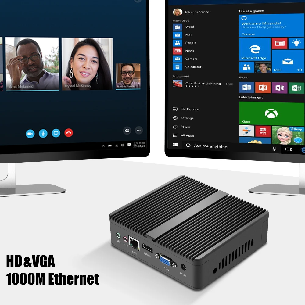Лучшая коробка ПК intel core i3 dual ethernet ops встроенный безвентиляторный мини windows10 12 В