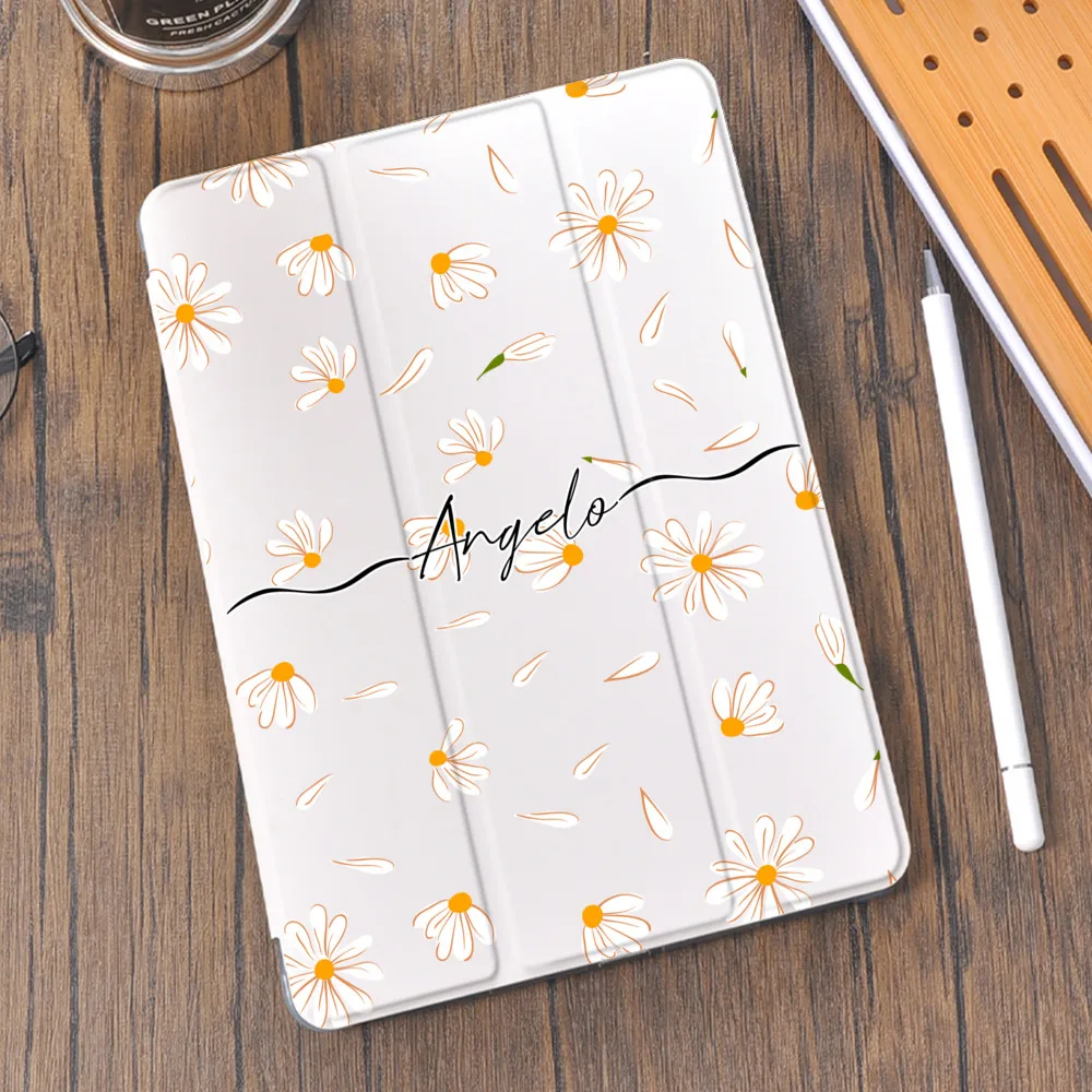 

Custom Name Daisy Case for Air 4 10.2 iPad 8th Generation 2020 Pro 11 2021 Pencil Holder 7th Cute Flowers Funda Mini 5 Air 2 6th