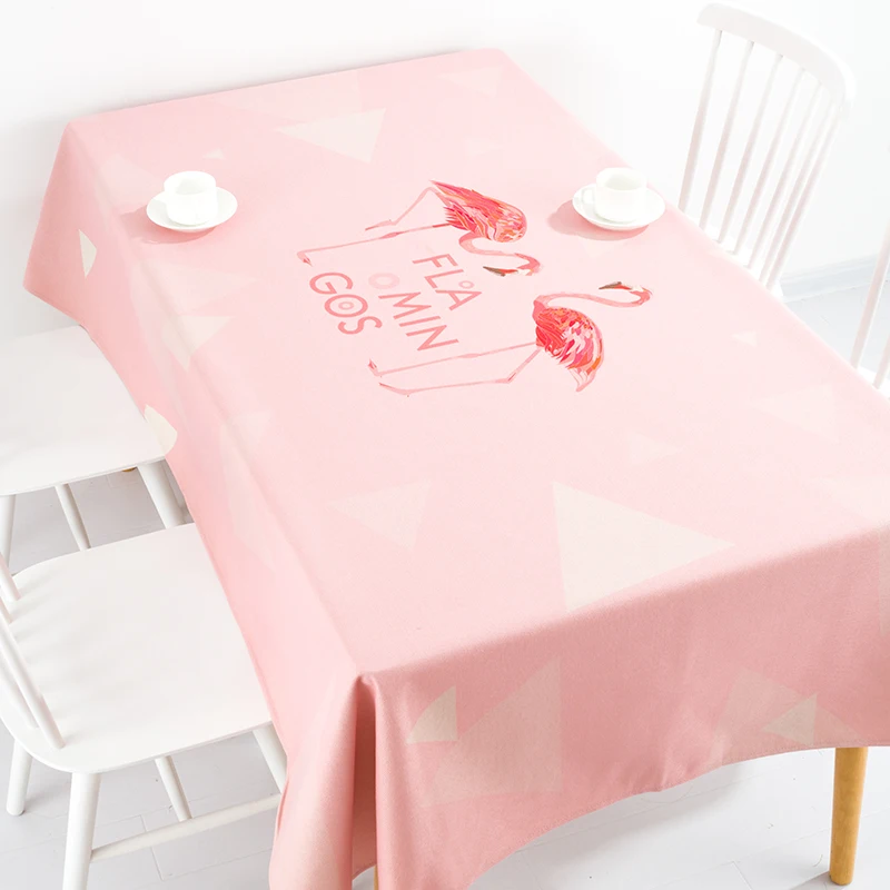 

Flamingo ins pink European table cloth cotton and linen small fresh book tablecloth rectangular coffee table cloth tablecloth
