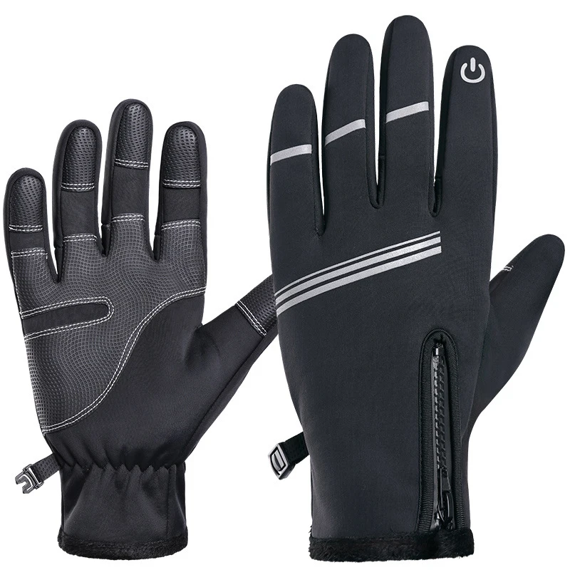 SST004 Black Sireck флис сохраняет тепло зимой полный длинный палец Сенсорный экран тепловой ветрозащитный Мотоциклетные Перчатки велосипедные перчатки - Цвет: SST004 Black