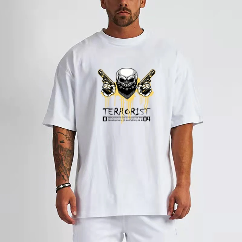 

Men's T-shirt Summer Skull Print Cotton Short-sleeved S-5XL Plus Size Men's Shirt