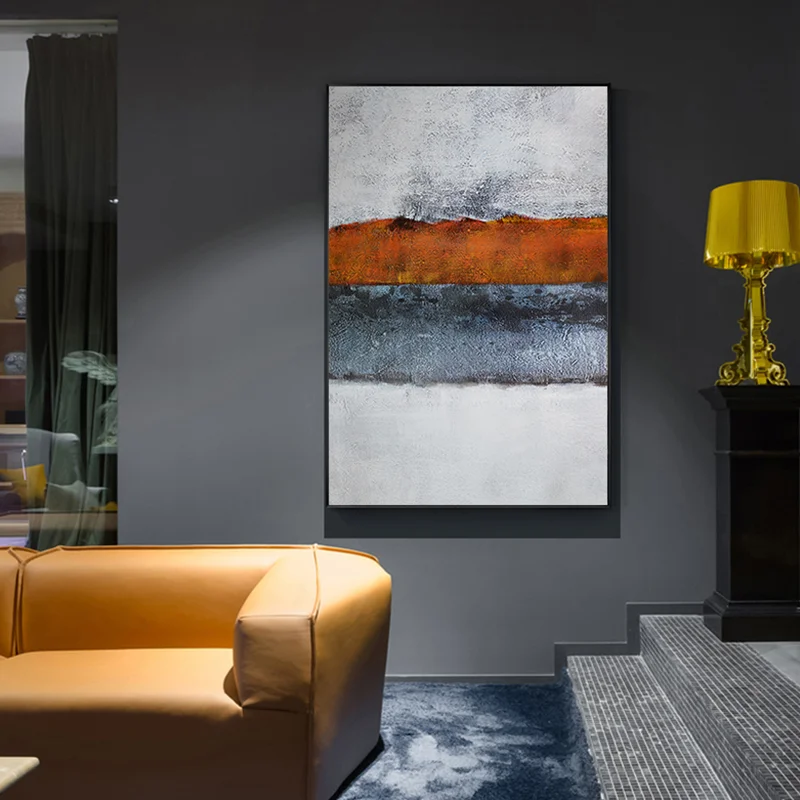 

Wall Art Canvas Painting Abstract White Graffiti Color Block Canvas Art Orange Poster Luxurious for Living Room Home Decor