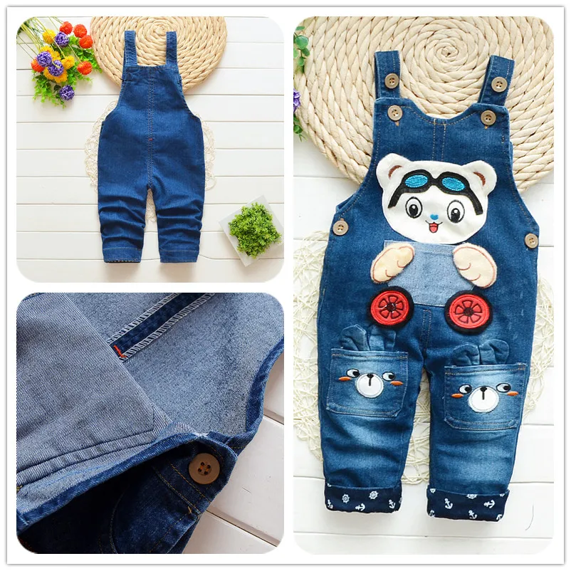 Детский джинсовый комбинезон BibiCola с рисунком на весну-осень | Мать и ребенок