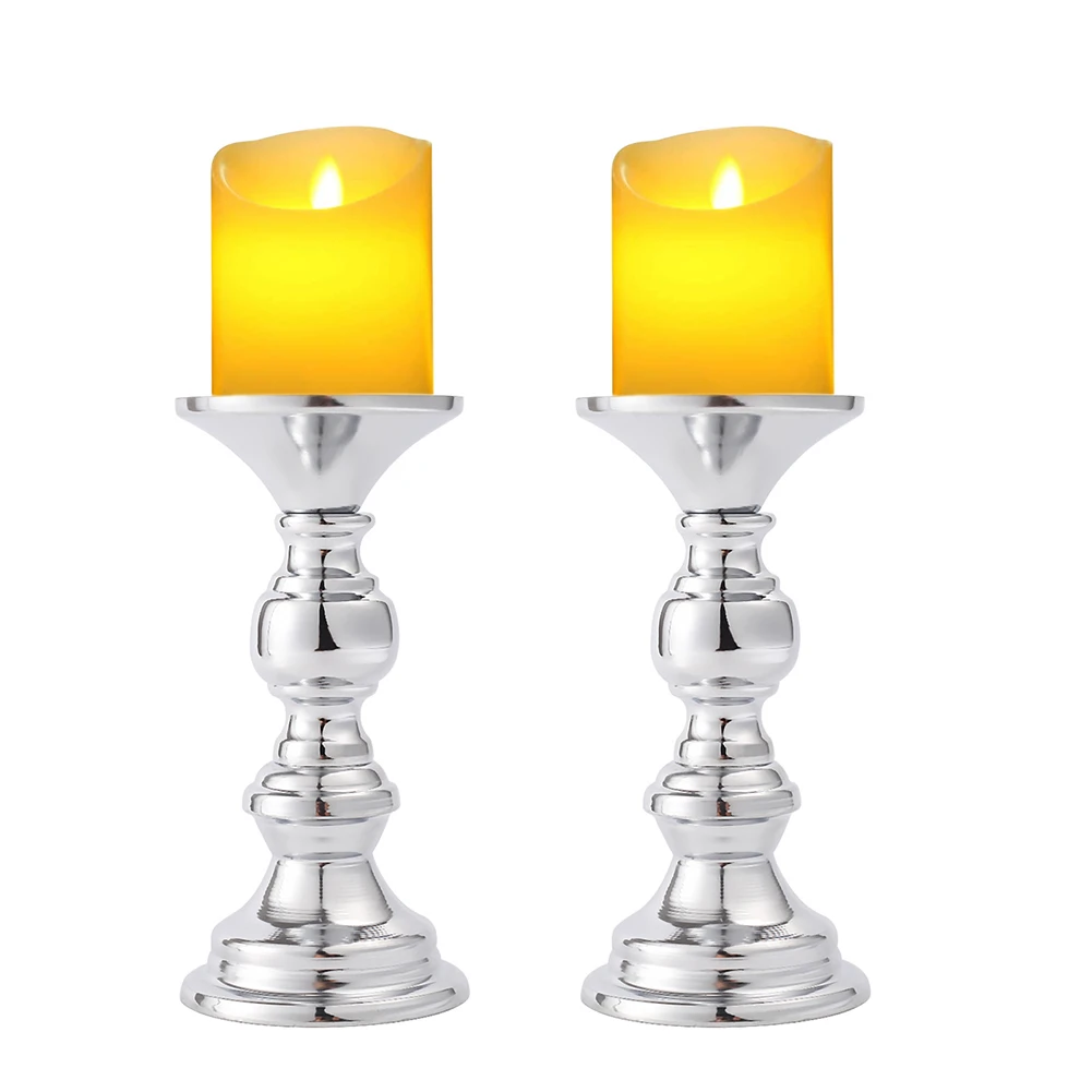 

1Pair Metal Gold/Silver Plated Candle Holder For Wedding Prop Candlelight Dinner Hotel Home Decoration