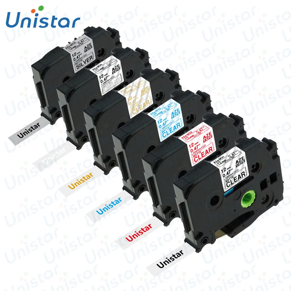 Unistar 12 мм 6 шт. в упаковке совместим с принтером для этикеток Brother том числе