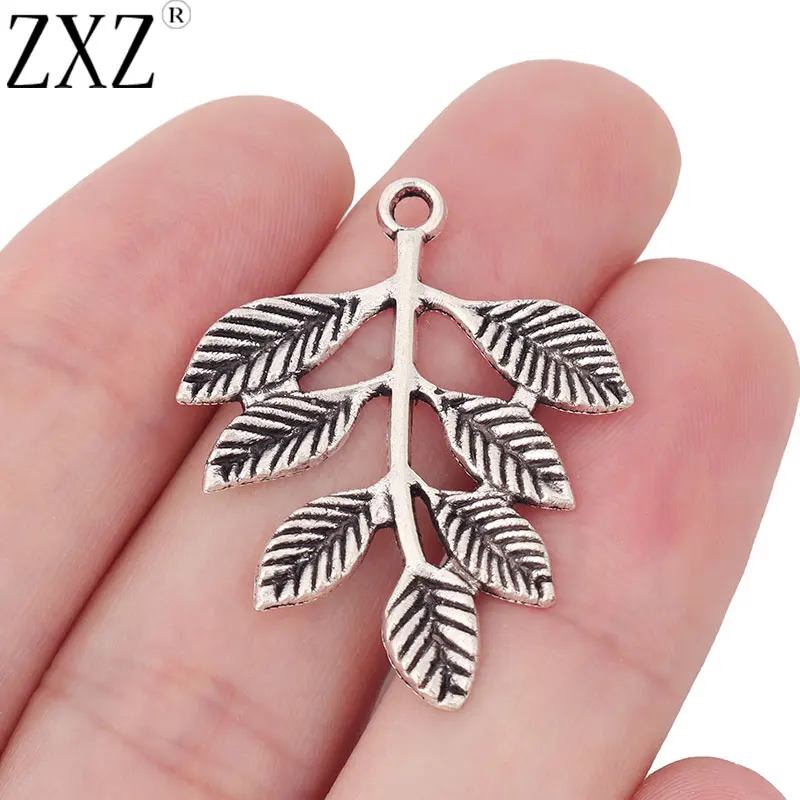 ZXZ подвески в виде листьев тибетского серебра 20 шт. для ювелирных изделий 35x28