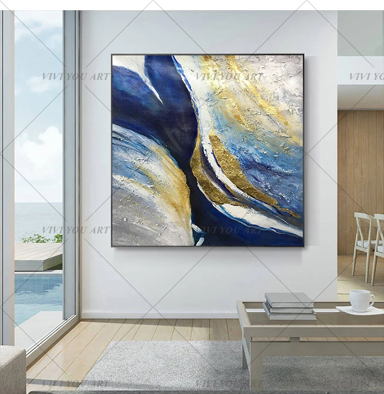 

New Design High Quality Hand-painted Modern Golden Oil Painting on Canvas Modern Art Oil Painting for All Kinds of Wall Decor