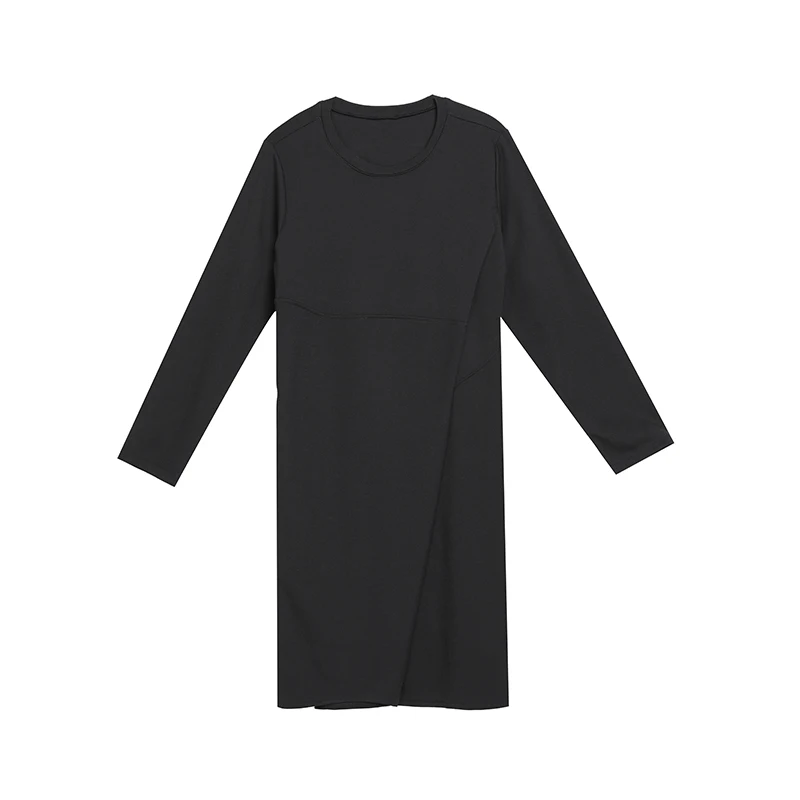 Женское повседневное свободное платье миди с длинным рукавом размера плюс