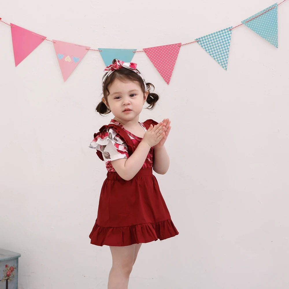 

Летняя одежда для новорожденных, с коротким рукавом и оборками