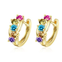 sipengjel fashion rainbow zircon huggies hoop earrings geometric round wedding earrings for women jewelry