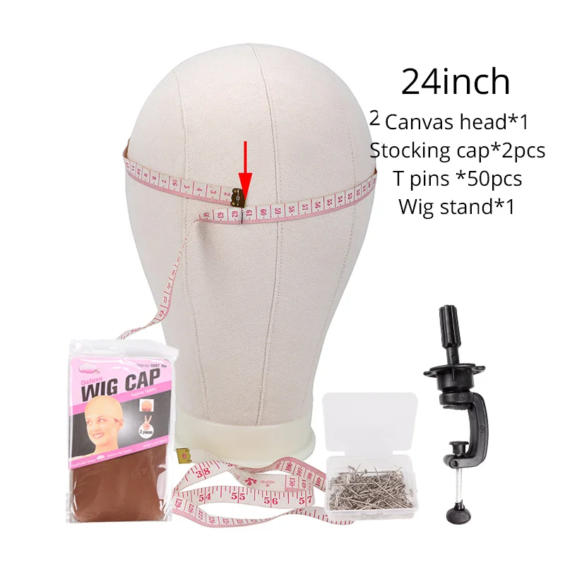 24 Inch Plussign тренажерного зала холст головки блока Manequin голова с парик стенд зажим и шпильки для волос Плетение волос парик укладки Дисплей - Цвет: 24 Inch