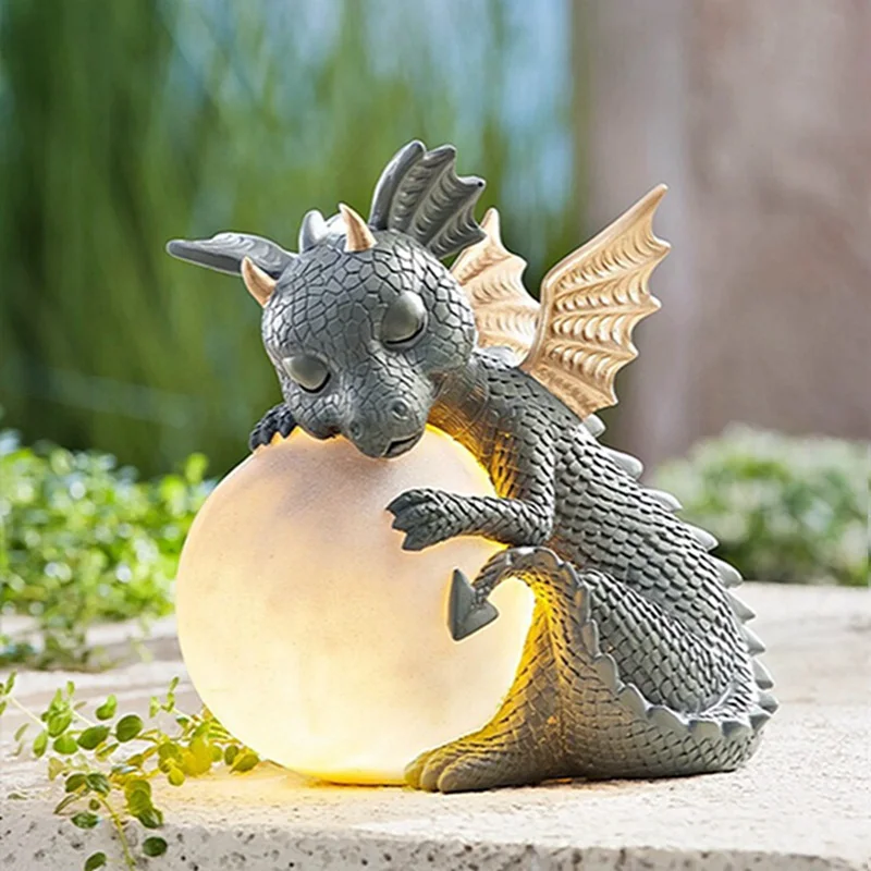 

Cute Little Dragon Meditated Statue with Different Looks Yoga Dragon Kids Toy Resin Ornaments Cute Miniature Golden Decoration