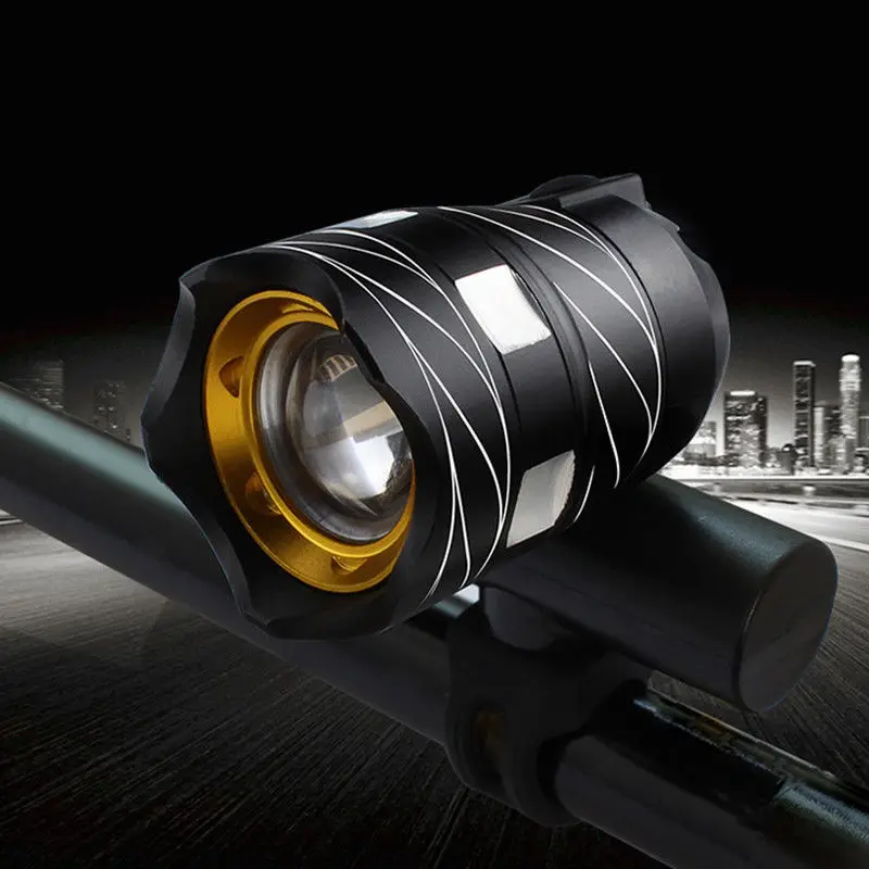 

USB Rechargeable T6 LED Waterproof Bicycle Bike Front Light Cycling Head Light Lamp Gold