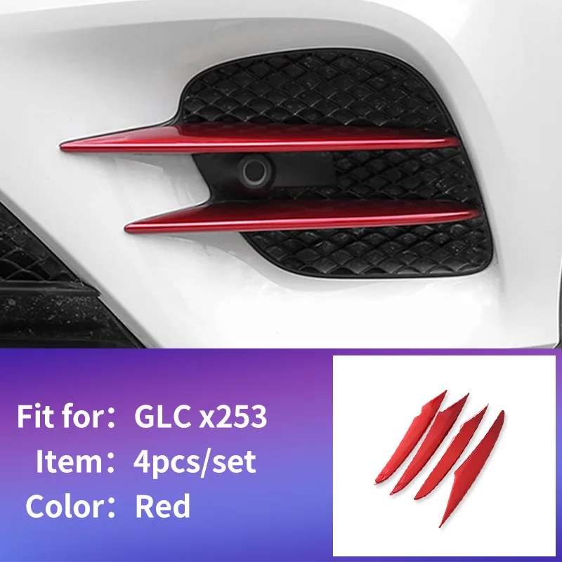 Red 3pcs Передние противотуманные фары светильник бровей Накладка для mercedes glc x253 mercedes glc отделка/Аксессуары для mercedes glc amg купе classe - Название цвета: Red 3pcs