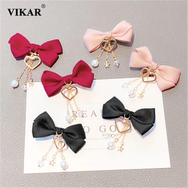 

New Women Cute Love Heart Bows Hairpins Gilrs Retro Metal Bows Hair Clip Barrettes Hair Ornament Fashion Hair Accessories Vikar