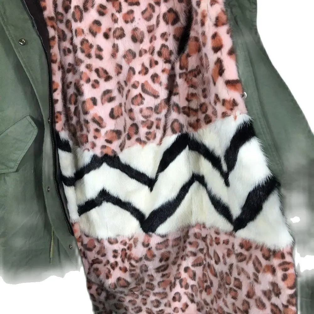 2021 модная женская зимняя длинная куртка Mhnkro с розовым леопардовым рисунком |