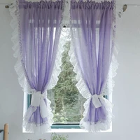 european green purple sheer curtains for living room bedroom sweet lace short curtain for kitchen bathroom closet window decor