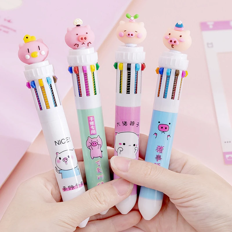 

Cartoon Pig Multifunctional Press Ballpoint Pen Graffiti Stationery Painting Retractable Ballpoint Pen Children's Stationery