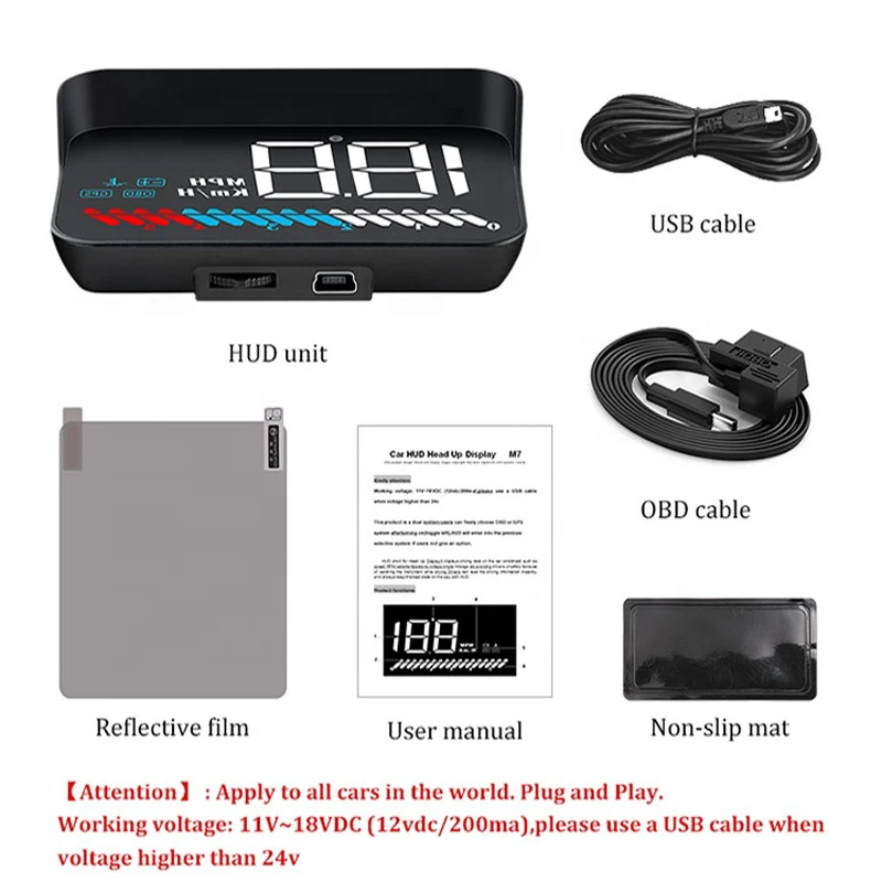OHANEE Автомобильный Универсальный HUD Head Up Display OBD 2 GPS интерфейс скорость