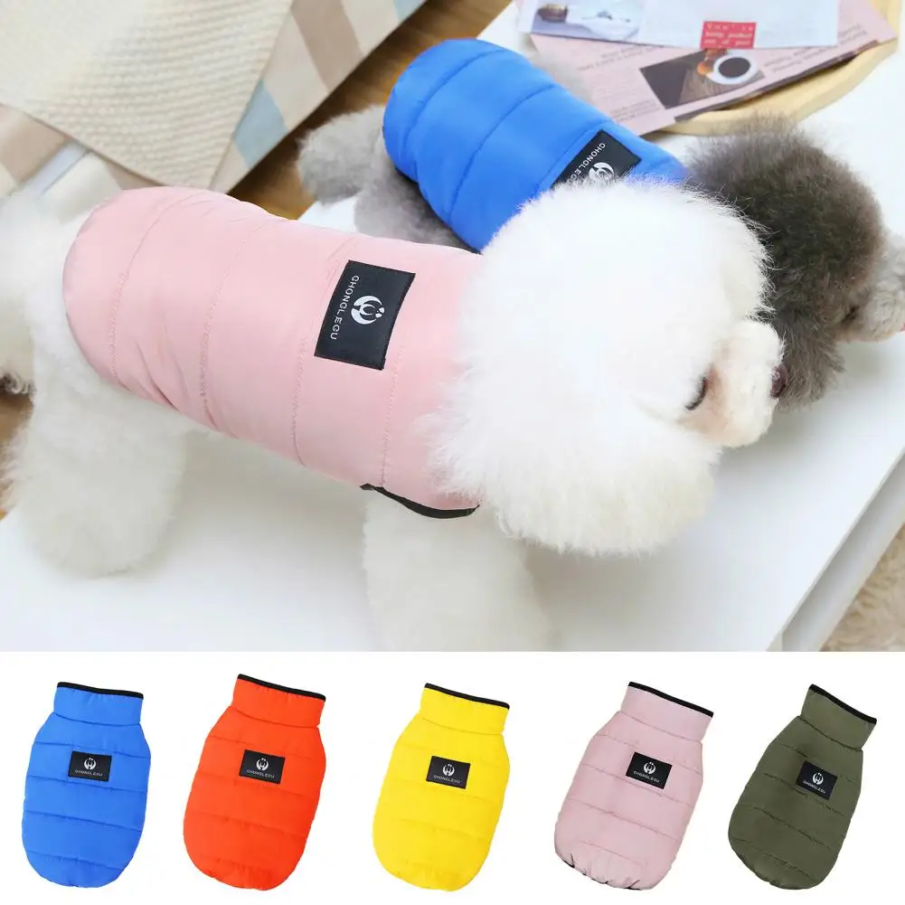 

Pet Coat Solid Color Keep Warmth Two-leg Pet Dog Vest Coat Outfit for Winter