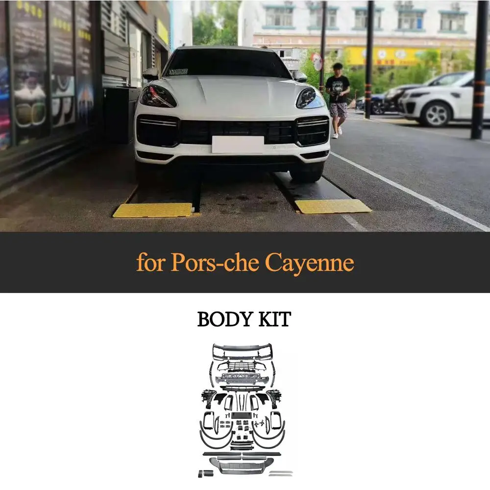 Комплект кузова для Porsche Cayenne Facelift Bumper передний бампер губы боковые юбки задний бампер диффузор PP