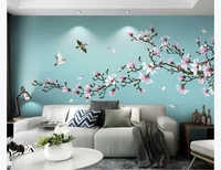 custom 3d wallpaper mural magnolia hand painted brushwork flowers and birds new chinese background wall decoration painting