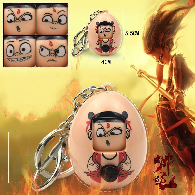 

NEZHA Keychain Cartoon Egg with Kawaii Changeable Wacky Expressions Dropshipping 2019 Chinese Mythology Toy Gift for Kids