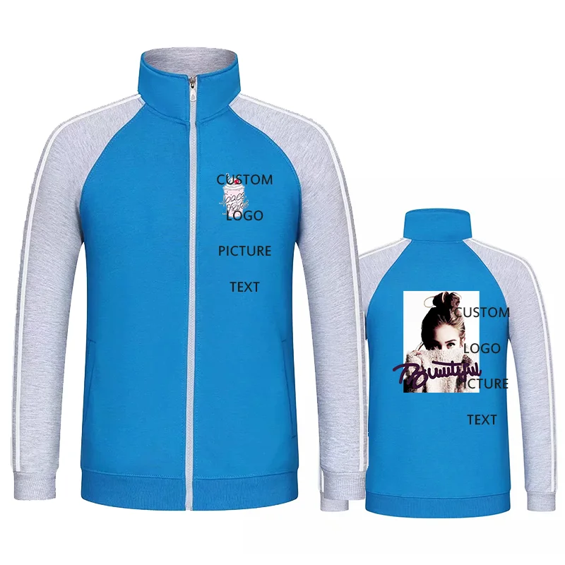 Design Your Own Picture Logo Stand Collar Zip Hoodie Women Casual Sweatshirt Long Sleeve Jacket S-4XL | Женская одежда