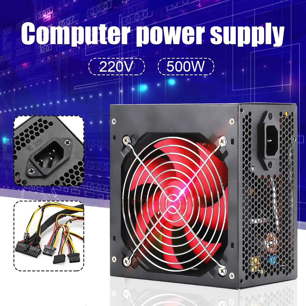 Настольный блок питания BTC Miner 500 Вт 20/24 pin ATX тихий источник компьютер для шахтера |