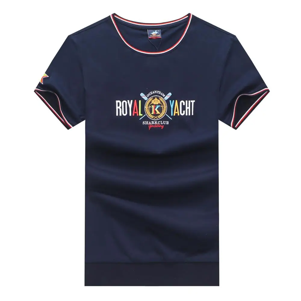 

100% Cotton Men's t-shirt Short Sleeve 2020 Summer Casual Tops Tees Brand Tace & Shark t shirts Men High Quality Embroidery Tees