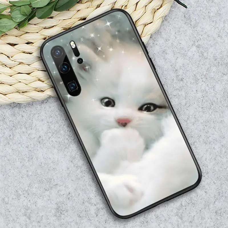 

Cat cute lovely animal Phone Case For Huawei honor Mate P 10 20 30 40 i 9 8 pro x Lite smart 2019 nova 5t luxury shell coque