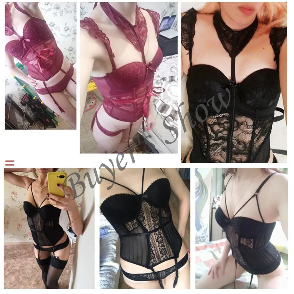 

Women sexy lingerie corset small chest plate gathered bra underpants set push up bra set