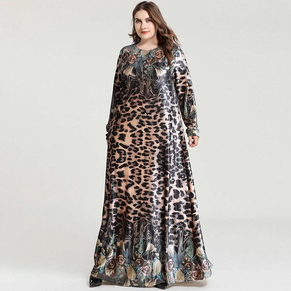 Женское кимоно с леопардовым принтом Abaya длинное мусульманское платье большого