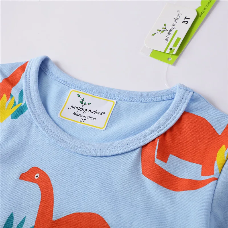 

Jumping Meters New Boys Dinosaurs Cotton Tees Short Sleeve Girls Animals Print Children T shirts Fashion Tops