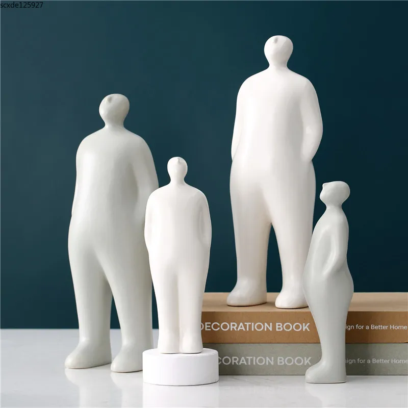 

Белая керамическая фигурка в европейском абстрактном стиле, статуя Отца и Сына, ремесла, Современное украшение для крыльца, гостиной, подар...