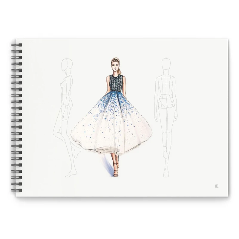 

A4 fashion sketch outline men's and women's fashion illustration template front and back 50 pages designer's auxiliary book