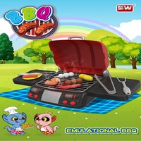 girls kitchen pretend play toys simulation electric bbq grill sausage wing tomato sauce cooking machine toy early education gift