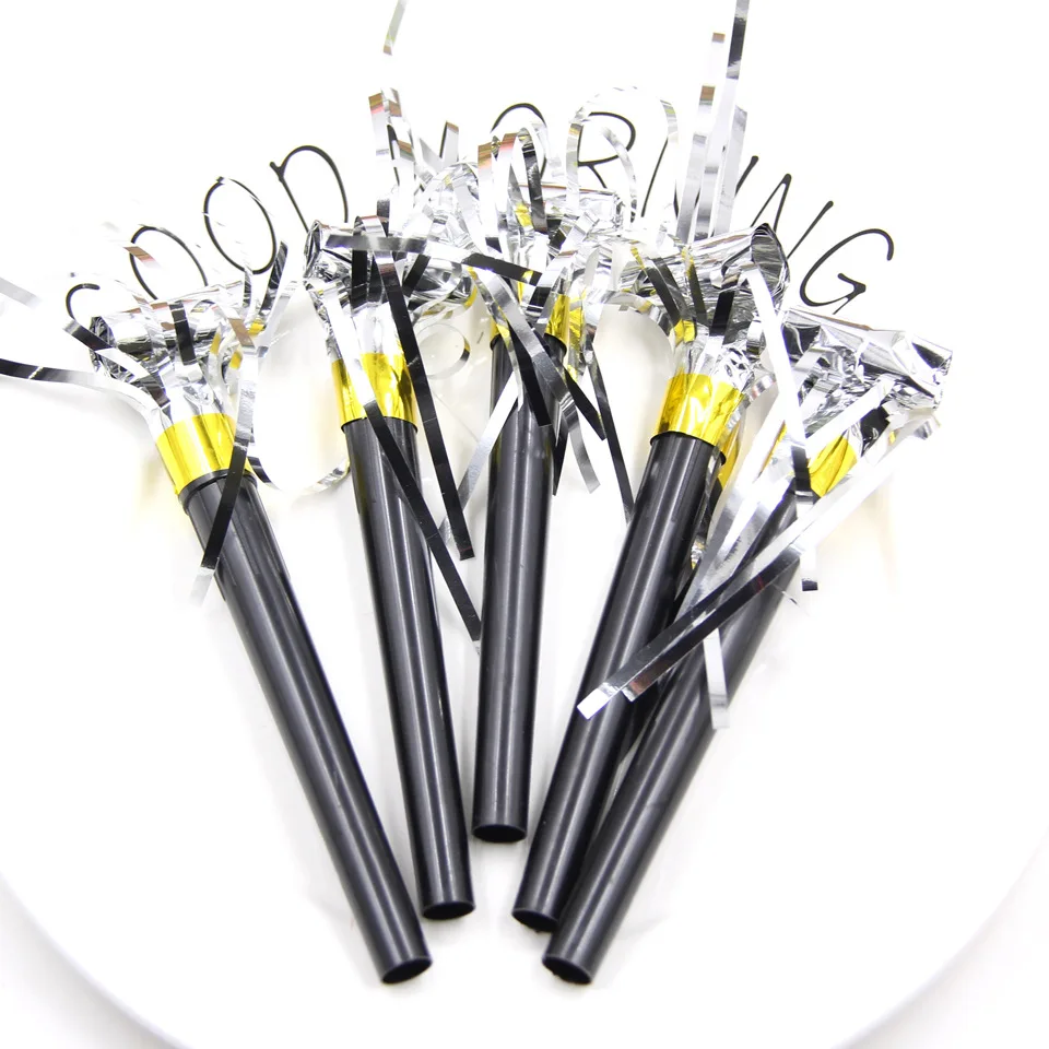 

10 шт. 11 см золотого и серебряного цвета с кисточками разлив нефти творческий смешной свисток День рождения Шум производители отмечание праз...