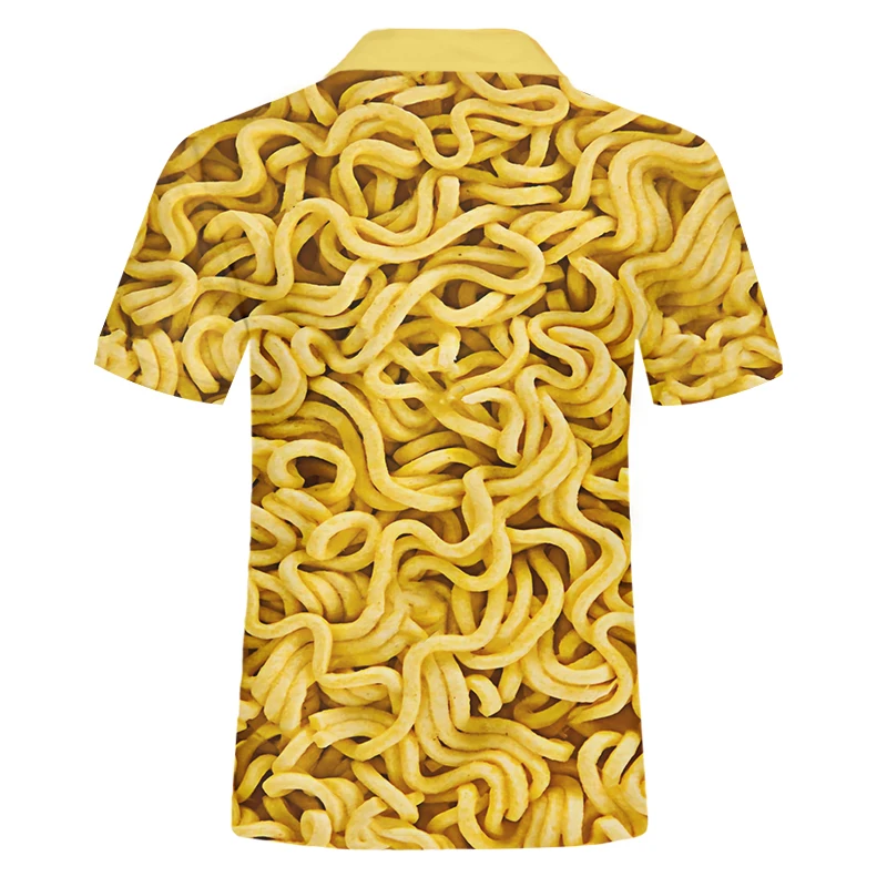 

CJLM Polo Shirt Polos Para Hombre Camisas 3D Print Creative noodle design Men Clothing Polo T Shirt For Men Tops dyeing