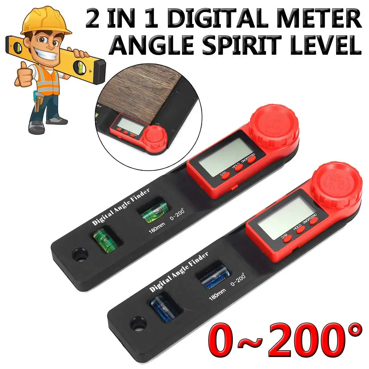 

2 in 1 Digital Meter Angle Inclinometer Spirit level Angle Ruler Electron Goniometer Protractor Angle finder Measuring Tool
