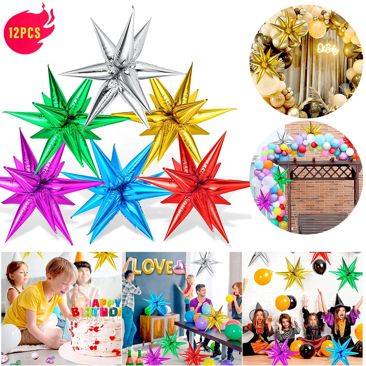 

Воздушные шары из фольги «Звезды», в форме капли