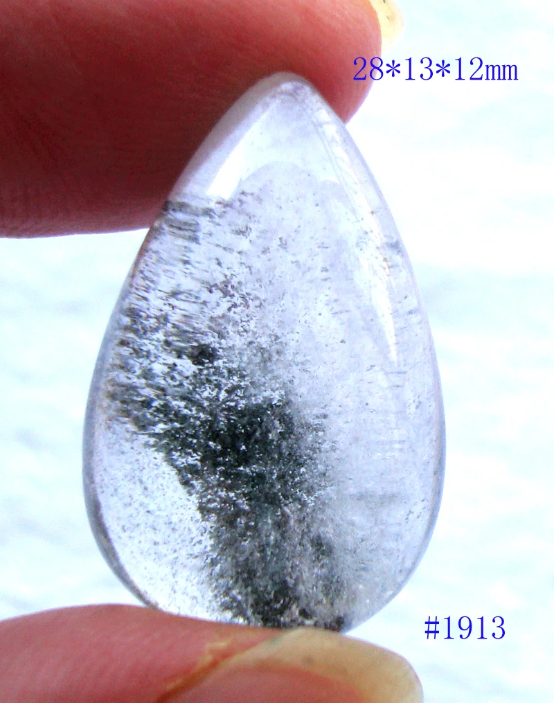 Натуральный зеленый фантомный кварцевый кристалл в форме каплевидной капли